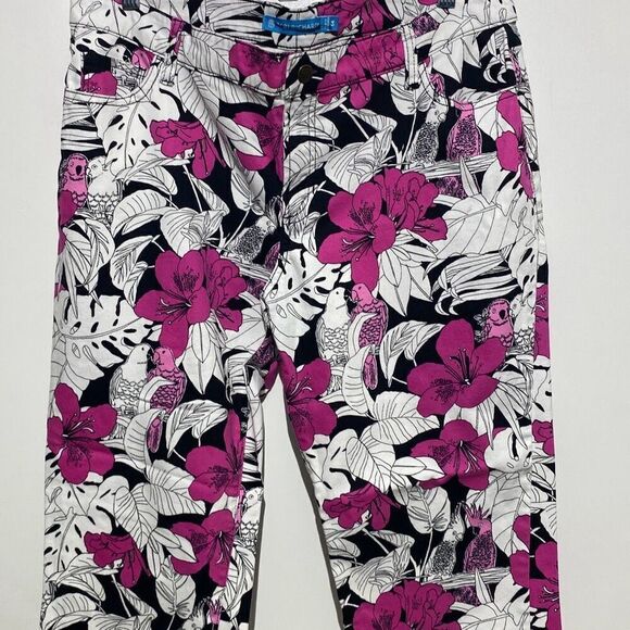 Tori Richard Women's Multicolor Floral Tropical Skinny Casual Pants Size 14 - Picture 1 of 7